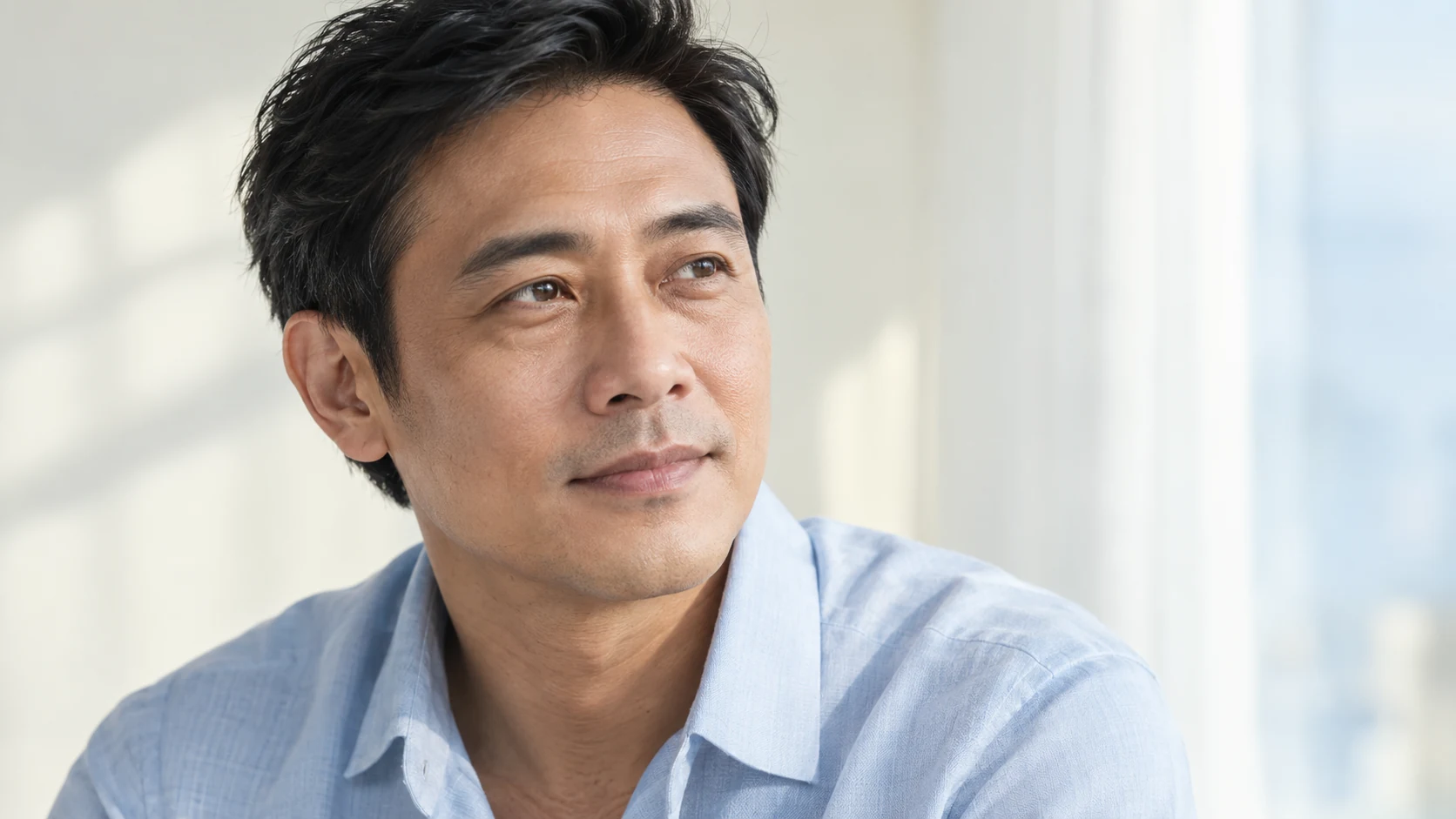 Best Eye Cream for Dark Circles in Singapore: editorial portrait of a man showing natural under-eye shading