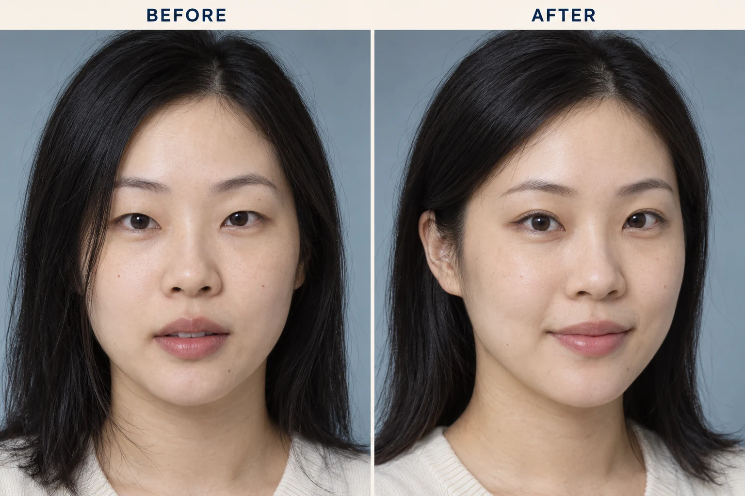 Double eyelids before and after treatment