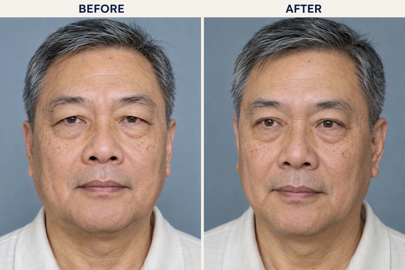 Droopy eyelids before and after treatment