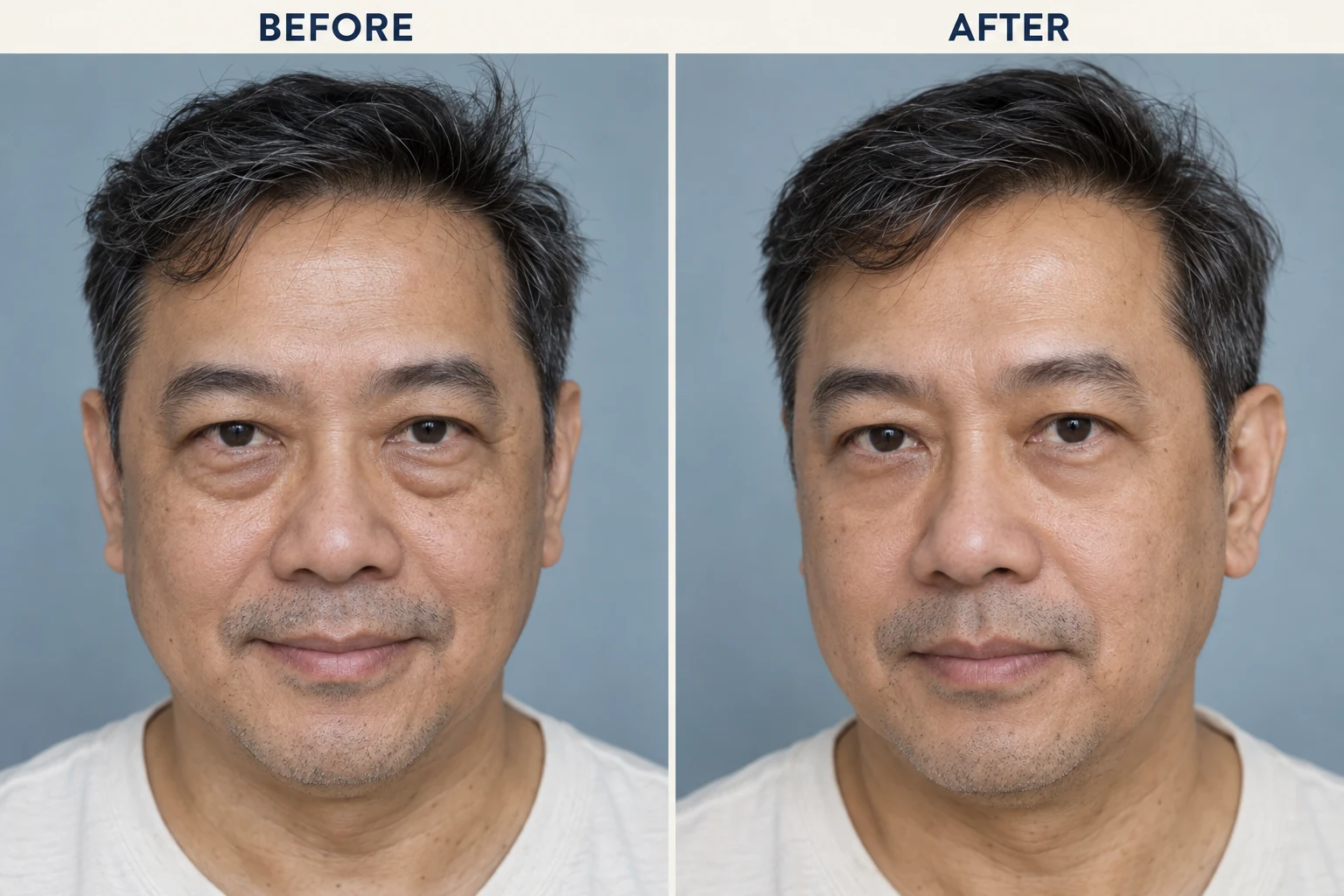 Eye bags before and after treatment