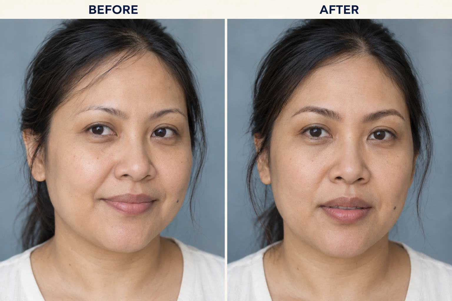 Eyebrows before and after treatment