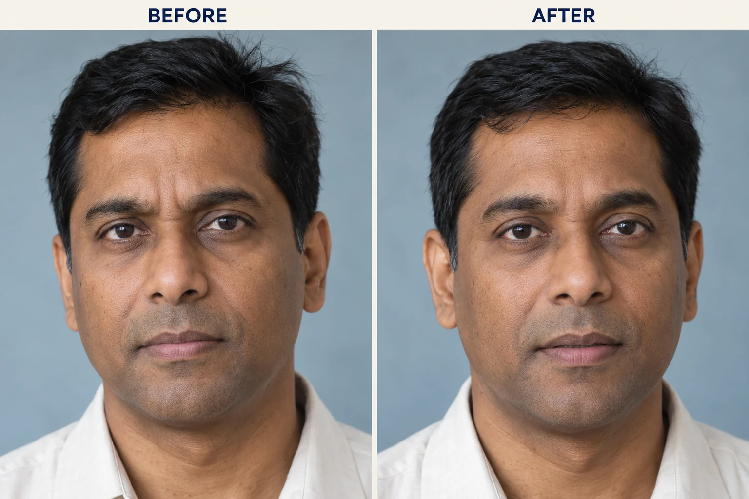 Frown lines before and after treatment