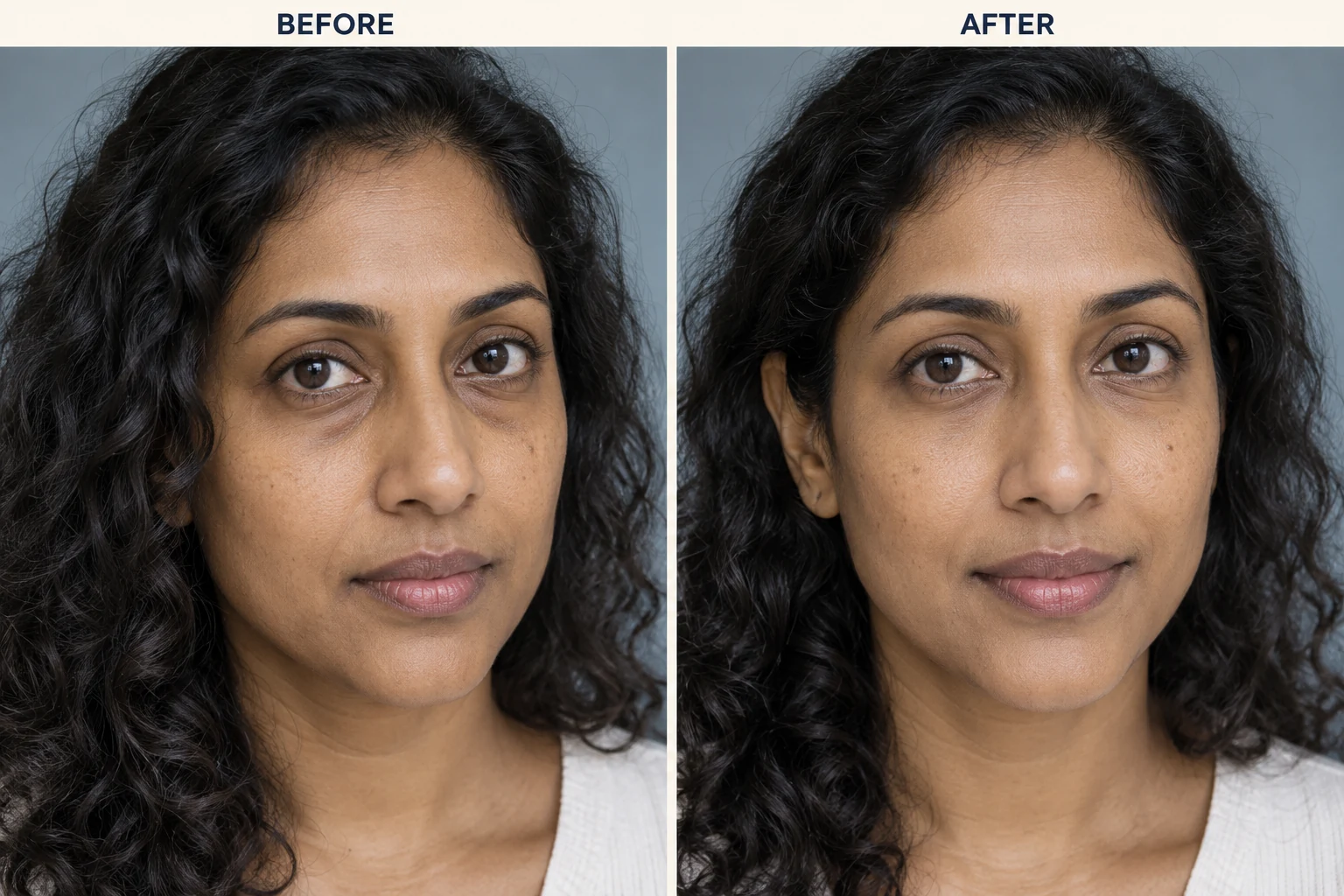 Sunken eyes before and after treatment